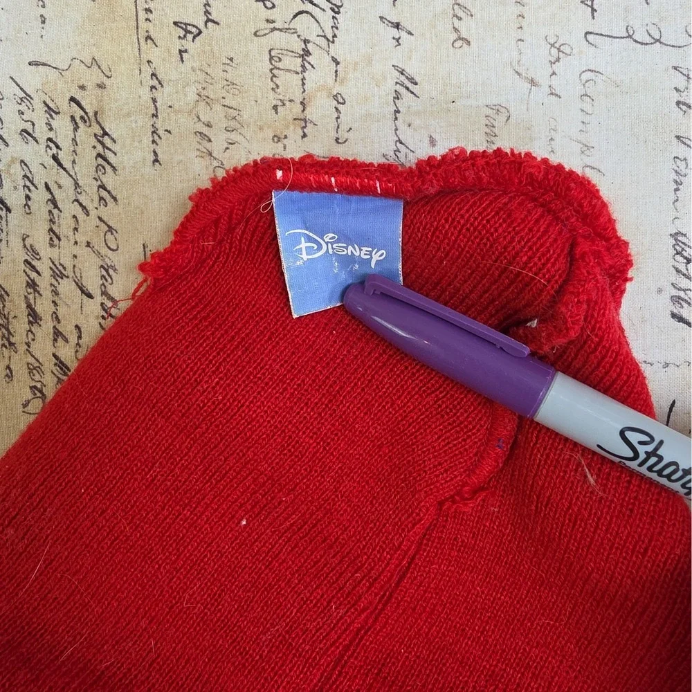 Vintage Disney Winnie the Pooh Beanie Toddler Red Blue Stripe Knit Hat 90s